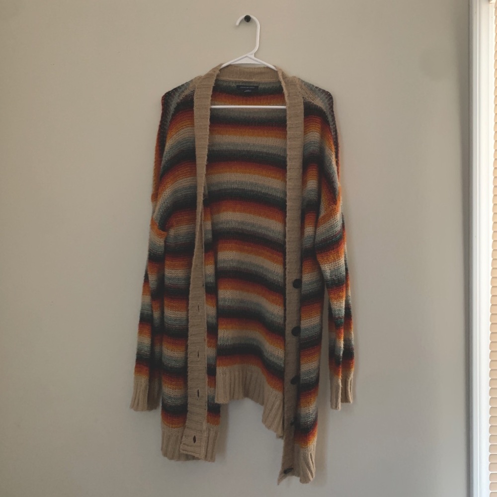 Multicolor Striped Cardigan Sweater